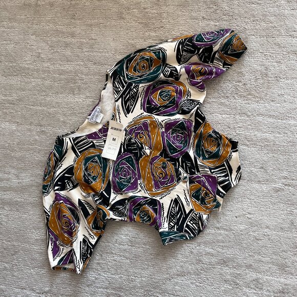 90's NWT Jerico Women's Crop Blouse - Size Medium - Abstract Print - Picture 1 of 10